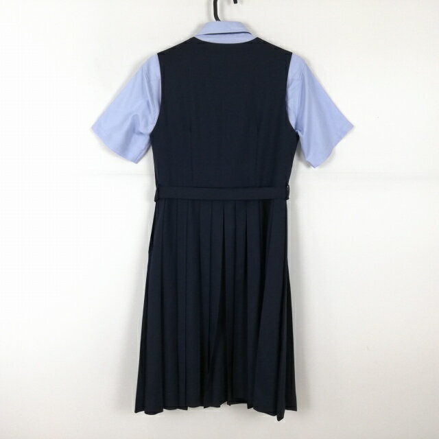 ジャンパースカート 紐タイ バスト88 ウエスト74 冬物 女子 学生服 中学 高校 紺 制服 中古 ランクC NA4983
