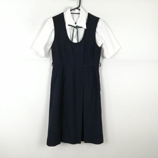 ジャンパースカート 紐タイ 160A バスト88 ウエスト74 冬物 女子 学生服 中学 高校 紺 制服 中古 ランクC NA4984 ジャンパースカート 紐タイ 160A バスト88 ウエスト74 冬物 女子 学生服 中学 高校 紺 制服 中古 ランクC NA4984