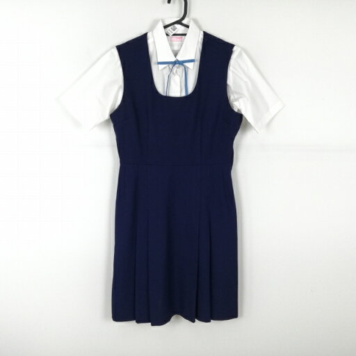 ジャンパースカート 紐タイ バスト90 ウエスト74 冬物 女子 学生服 中学 高校 花紺 制服 中古 ランクC NA4986 ジャンパースカート 紐タイ バスト90 ウエスト74 冬物 女子 学生服 中学 高校 花紺 制服 中古 ランクC NA4986