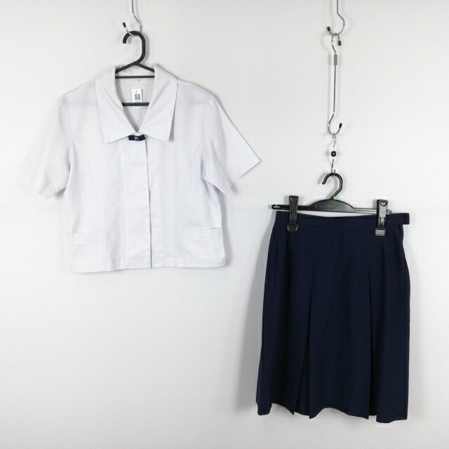 ブラウス スカート 上下2点セット 夏物 女子 学生服 高知西高校 白 制服 中古 ランクC NA5834