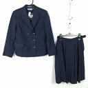 ブレザー ベスト スカート 上下3点セット 大きいサイズ 冬物 女子 学生服 中学 高校 紺 制服 中古 ランクC NA9563
