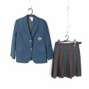 ブレザー チェックスカート 上下2点セット 165A 冬物 女子 学生服 大阪工芸高校 花紺 制服 中古 ランクC EY0690