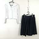 セーラー服 スカート 上下2点セット 中間服 白3本線 女子 学生服 兵庫姫路東高校 白 制服 中古 ランクC EY1996