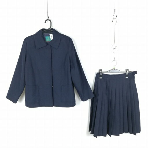 ジャケット スカート 上下2点セット 大きいサイズ 冬物 女子 学生服 中学 高校 紺 制服 中古 ランクC EY2373 ジャケット スカート 上下2点セット 大きいサイズ 冬物 女子 学生服 中学 高校 紺 制服 中古 ランクC EY2373