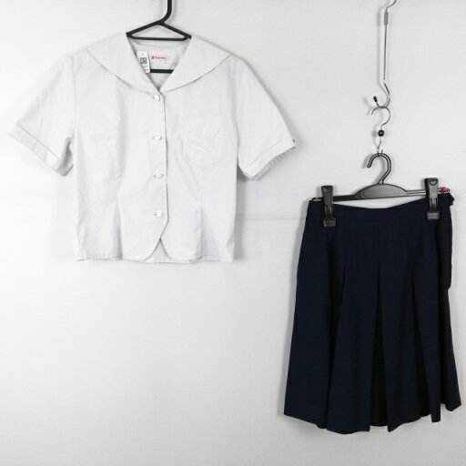 セーラー服 スカート 上下2点セット カンコー 夏物 女子 学生服 兵庫姫路高校 白 制服 中古 ランクC EY2377 セーラー服 スカート 上下2点セット カンコー 夏物 女子 学生服 兵庫姫路高校 白 制服 中古 ランクC EY2377