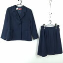ブレザー スカート 上下2点セット トンボ 冬物 女子 学生服 中学 高校 紺 制服 中古 ランクC EY2388