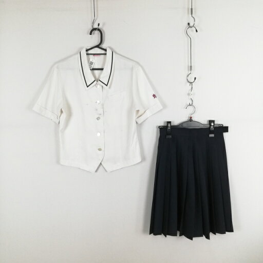 ブラウス スカート 上下2点セット カンコー 夏物 女子 学生服 鹿児島松陽高校 白 制服 中古 ランクC EY2442 ブラウス スカート 上下2点セット カンコー 夏物 女子 学生服 鹿児島松陽高校 白 制服 中古 ランクC EY2442
