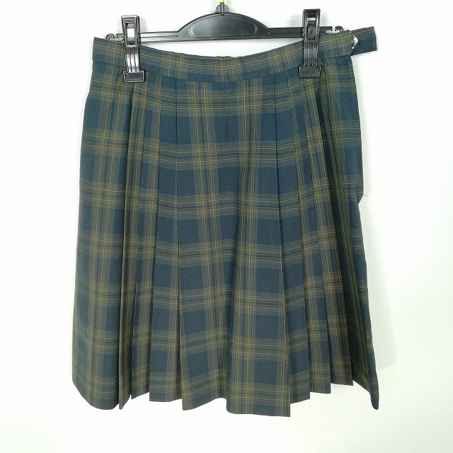 スクールスカート 夏物 w69-丈52 チェック 埼玉越谷総合技術高校 プリーツ 学生服 制服 女子 中古 HK6100