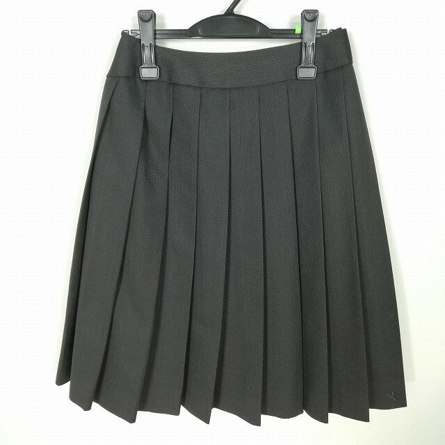 スクールスカート 冬物 w66-丈62 ストライプ 中学 高校 プリーツ 学生服 制服 女子 中古 HK6114
