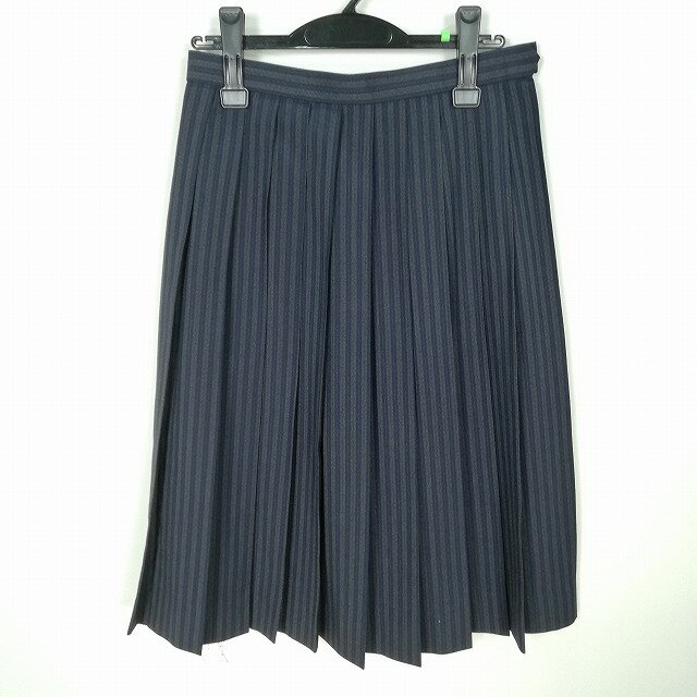 スクールスカート 夏物 w66-丈66 ストライプ 中学 高校 プリーツ 学生服 制服 女子 中古 HK6137