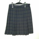 スクールスカート 冬物 w66-丈57 チェック 中学 高校 プリーツ 学生服 制服 女子 中古 HK6165