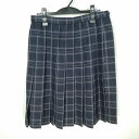 スクールスカート 大きいサイズ 冬物 w75-丈59 チェック 中学 高校 プリーツ 学生服 制服 女子 中古 HK6173