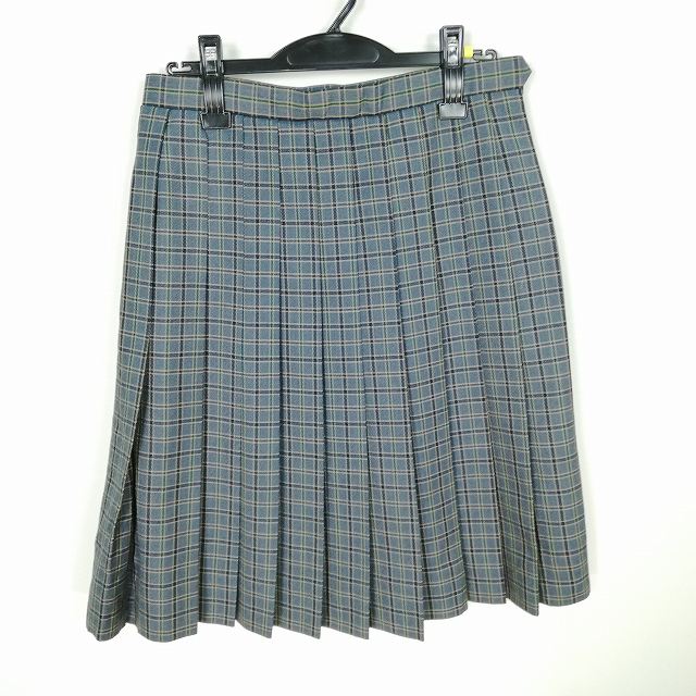 スクールスカート 冬物 w69-丈58 チェック 中学 高校 プリーツ 学生服 制服 女子 中古 HK6180