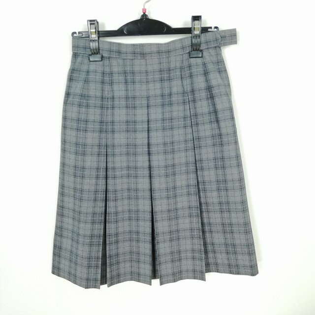 スクールスカート 夏物 w63-丈57 チェック 中学 高校 プリーツ 学生服 制服 女子 中古 HK6211
