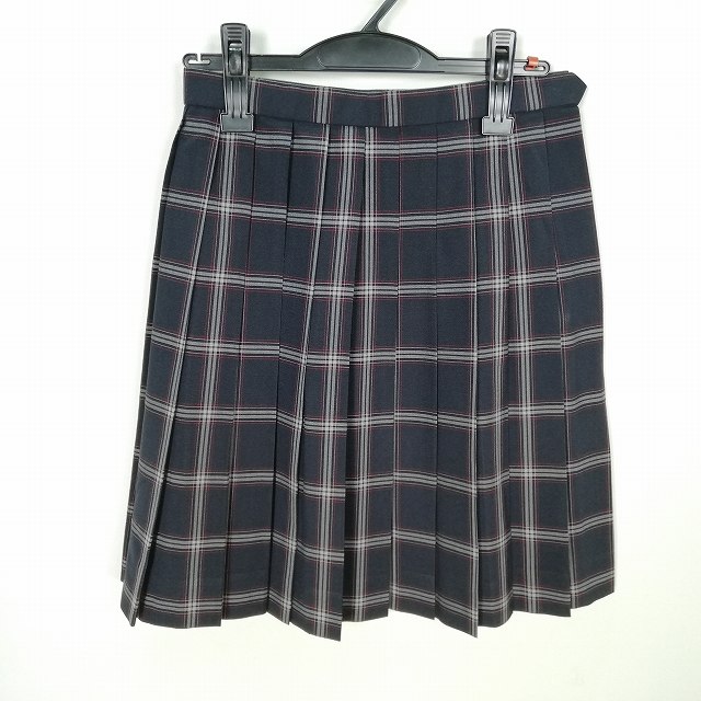 スクールスカート 夏物 w60-丈51 チェック 東京武蔵野第一中学 プリーツ 学生服 制服 女子 中古 HK6214