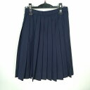 スクールスカート 冬物 w63-丈59 紺 中学 高校 プリーツ 学生服 制服 女子 中古 HK6224