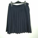 スクールスカート 冬物 w66-丈56 紺 中学 高校 プリーツ 学生服 制服 女子 中古 HK6225