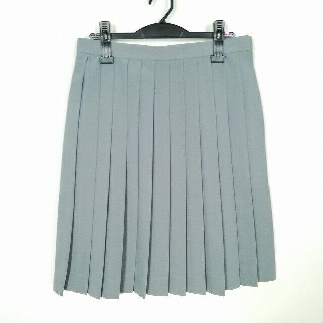 スクールスカート 大きいサイズ 夏物 w72-丈60 グレー 中学 高校 プリーツ 学生服 制服 女子 中古 HK6239
