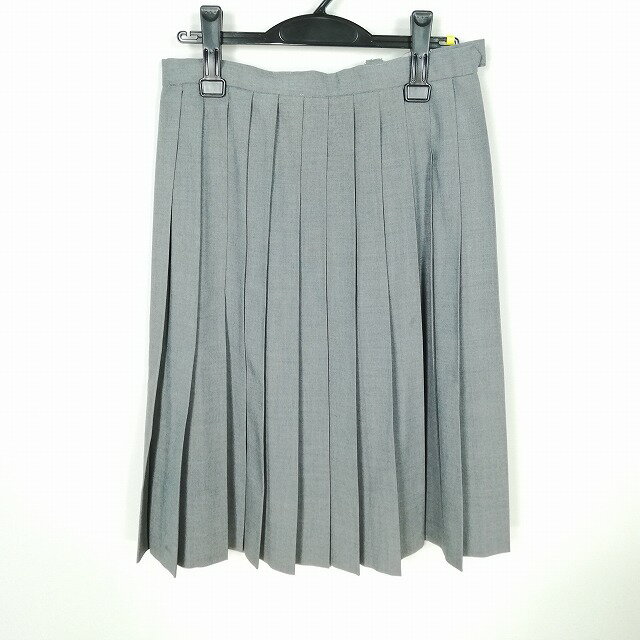スクールスカート 夏物 w69-丈64 グレー 中学 高校 プリーツ 学生服 制服 女子 中古 HK6242