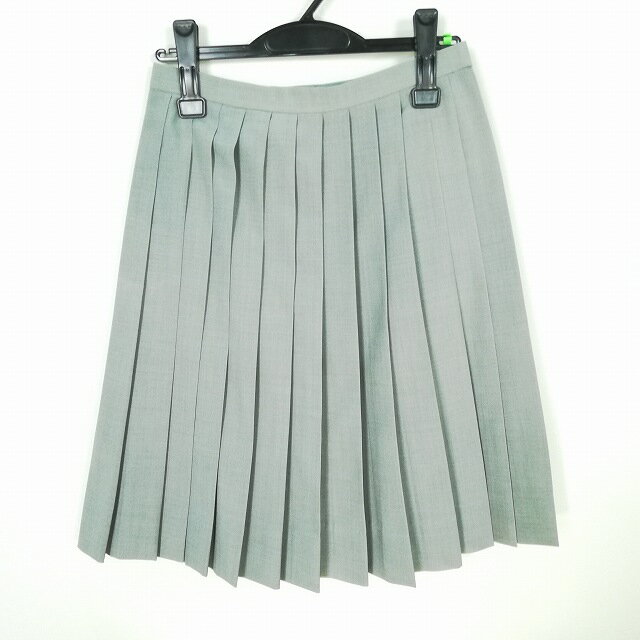スクールスカート 夏物 w66-丈57 グレー 中学 高校 プリーツ 学生服 制服 女子 中古 HK6246