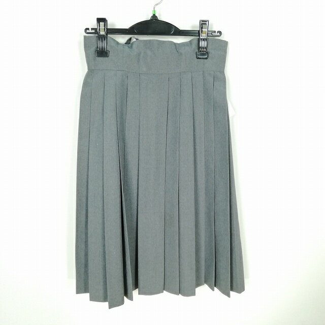 スクールスカート 夏物 w66-丈64 グレー 熊本八代中学 プリーツ 学生服 制服 女子 中古 HK6249