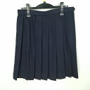 スクールスカート 冬物 w69-丈52 紺 中学 高校 プリーツ 学生服 制服 女子 中古 HK6251