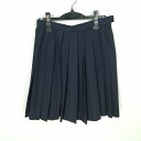 スクールスカート 冬物 w63-丈49 紺 中学 高校 プリーツ 学生服 制服 女子 中古 HK6252