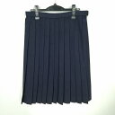 スクールスカート 大きいサイズ 冬物 w72-丈64 紺 中学 高校 プリーツ 学生服 制服 女子 中古 HK6254