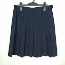 スクールスカート 大きいサイズ 冬物 w75-丈58 紺 中学 高校 プリーツ 学生服 制服 女子 中古 HK6262
