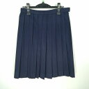 スクールスカート 冬物 w66-丈58 紺 中学 高校 プリーツ 学生服 制服 女子 中古 HK6263