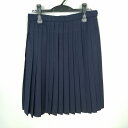 スクールスカート 冬物 w66-丈59 紺 中学 高校 プリーツ 学生服 制服 女子 中古 HK6268