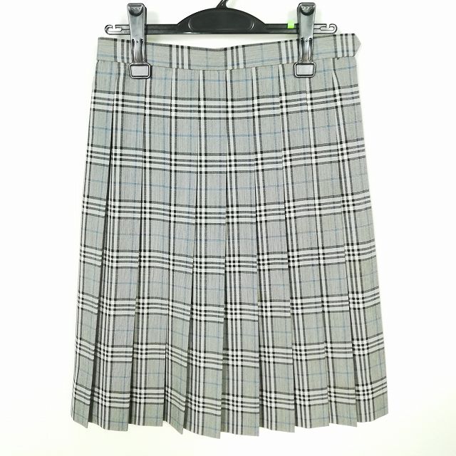 スクールスカート 夏物 w66-丈59 チェック 中学 高校 プリーツ 学生服 制服 女子 中古 HK6283