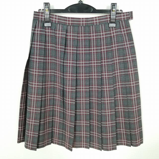 スクールスカート 夏物 w69-丈57 チェック 中学 高校 プリーツ 学生服 制服 女子 中古 HK6295