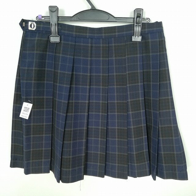 スクールスカート 大きいサイズ 夏物 w75-丈47 チェック 中学 高校 プリーツ 学生服 制服 女子 中古 HK6299