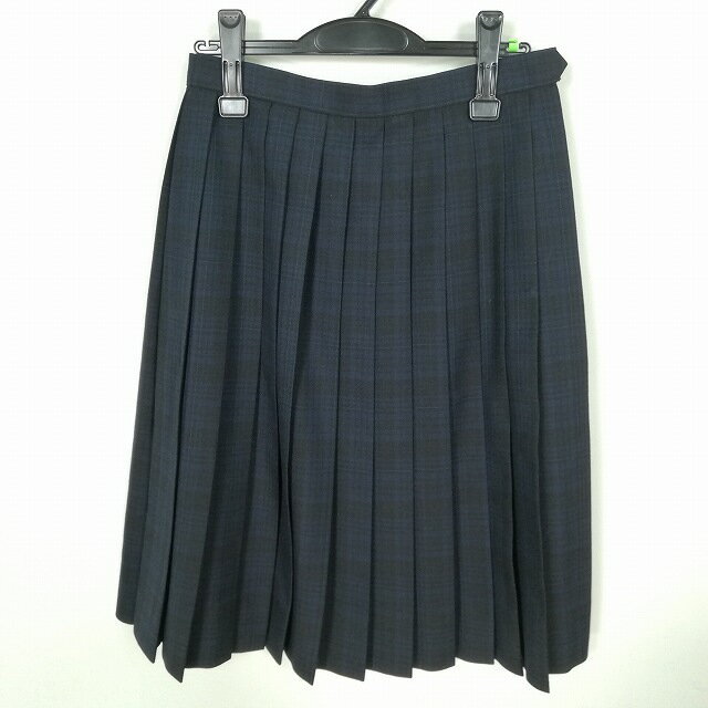 スクールスカート 冬物 w66-丈64 チェック 中学 高校 プリーツ 学生服 制服 女子 中古 HK6302