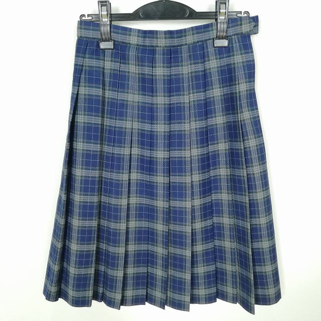 スクールスカート 冬物 w63-丈60 チェック 中学 高校 プリーツ 学生服 制服 女子 中古 HK6305