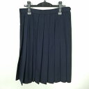 スクールスカート 大きいサイズ 冬物 w75-丈64 紺 中学 高校 プリーツ 学生服 制服 女子 中古 HK6322