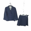 ブレザー スカート 上下2点セット 冬物 女子 学生服 中学 高校 紺 制服 中古 ランクC EY0692