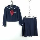 セーラー服 スカート スカーフ 上下3点セット 165A 富士ヨット 冬物 白1本線 女子 学生服 中学 高校 紺 制服 中古 ランクC EY0727