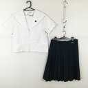 セーラー服 スカート 上下2点セット 大きいサイズ トンボ 夏物 白1本線 女子 学生服 長崎大村高校 白 制服 中古 ランクC EY0794
