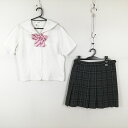 セーラー服 ミニスカート リボン 上下3点セット 大きいサイズ 富士ヨット 夏物 女子 学生服 熊本水俣高校 白 制服 中古 ランクC EY0796