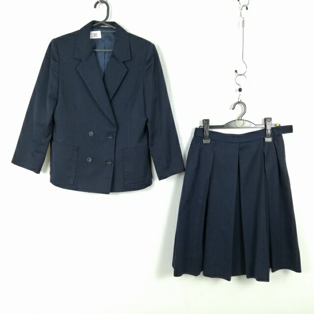 ブレザー スカート 上下2点セット 冬物 女子 学生服 中学 高校 紺 制服 中古 ランクC EY2164