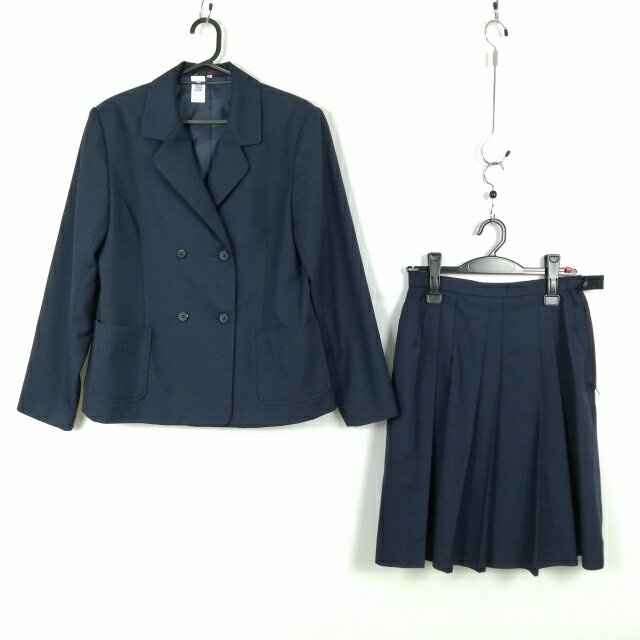 ブレザー スカート 上下2点セット 2L 大きいサイズ 冬物 女子 学生服 中学 高校 紺 制服 中古 ランクB EY2166