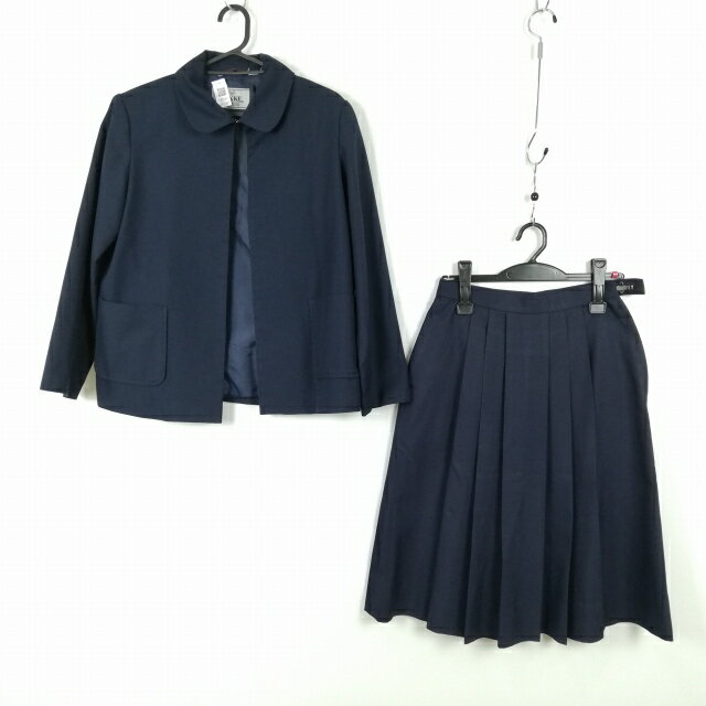 ジャケット スカート 上下2点セット 大きいサイズ 冬物 女子 学生服 中学 高校 紺 制服 中古 ランクC EY2167