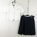 ブラウス スカート 上下2点セット 大きいサイズ トンボ 夏物 女子 学生服 中学 高校 白 制服 中古 ランクB EY2204