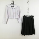 セーラー服 スカート 上下2点セット 中間服 女子 学生服 中学 高校 白 制服 中古 ランクC EY2212