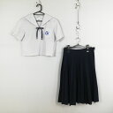 セーラー服 スカート 紐タイ 上下3点セット 夏物 女子 学生服 高知学芸中学高校 白 制服 中古 ランクC EY2213