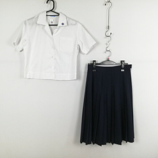 ブラウス スカート 上下2点セット 夏物 女子 学生服 高知香我美中学 白 制服 中古 ランクC EY2217 ブラウス スカート 上下2点セット 夏物 女子 学生服 高知香我美中学 白 制服 中古 ランクC EY2217