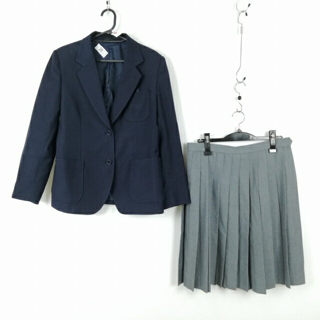 ブレザー スカート 上下2点セット 165A 大きいサイズ カンコー 冬物 女子 学生服 中学 高校 紺 制服 中古 ランクC EY2264