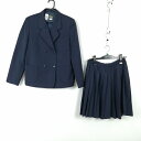 ブレザー スカート 上下2点セット 大きいサイズ 冬物 女子 学生服 中学 高校 紺 制服 中古 ランクC EY2266
